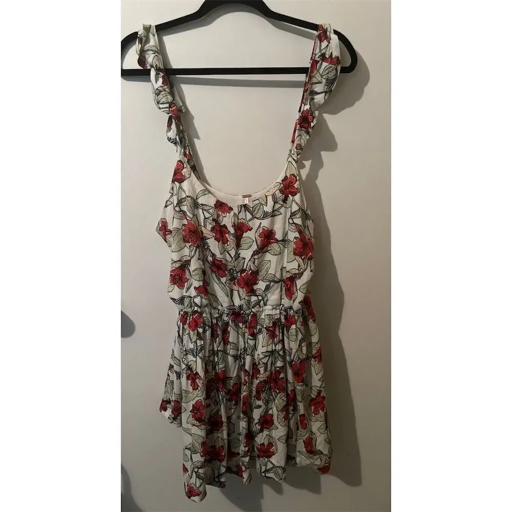 Free People Dear You Floral Mini Dress White Sleeveless‎ Fit & Flare Size M